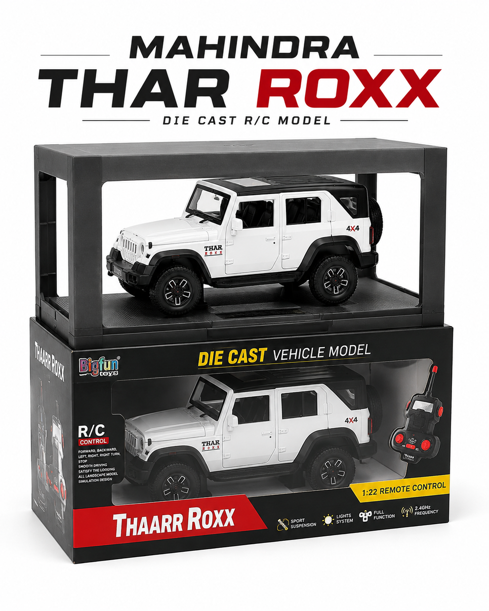 Mahindra Thar ROXX (  RC + Diecast Metal Body )