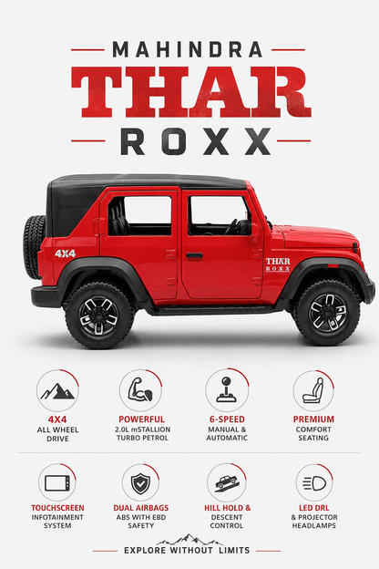 Mahindra Thar ROXX (  RC + Diecast Metal Body )